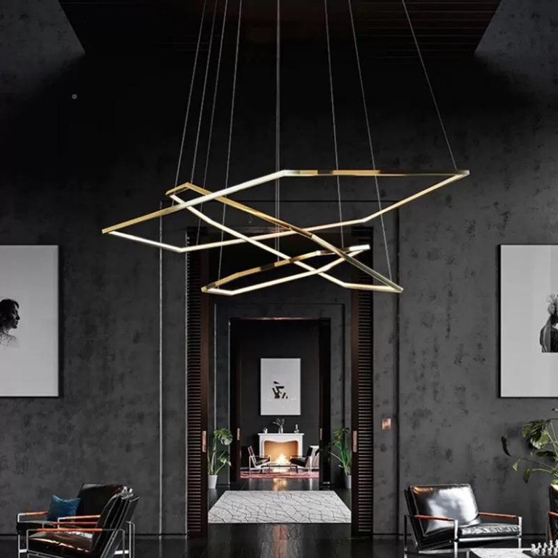 代轻奢11369六边形几何灯设计极师极款简现大气别墅跃层楼梯间长