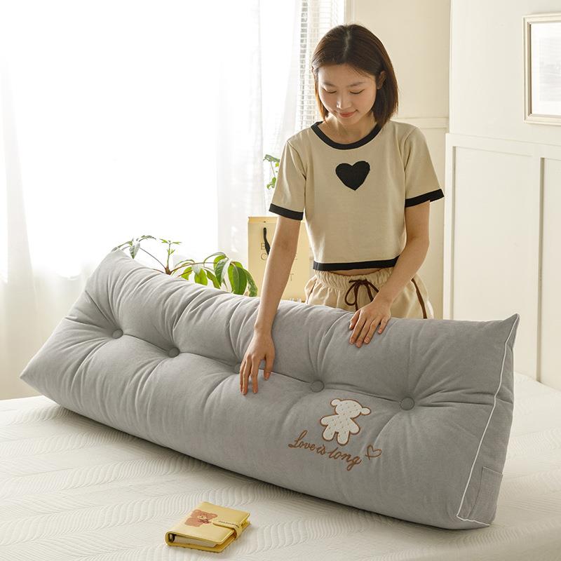 大锦绣丝绒轻奢小清新卡通刺软靠背垫三角靠垫床头抱枕高弹XFC210