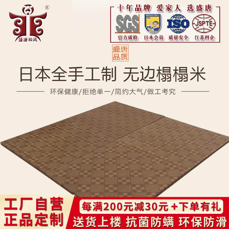 盛唐和风藤席塌无边榻榻米垫子家用椰棕踏地垫GGJ塌米米床垫子可