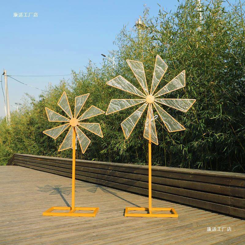 F96HS85M新款婚庆摆道具铁艺电动旋转风车引婚礼舞台背装路饰摩天