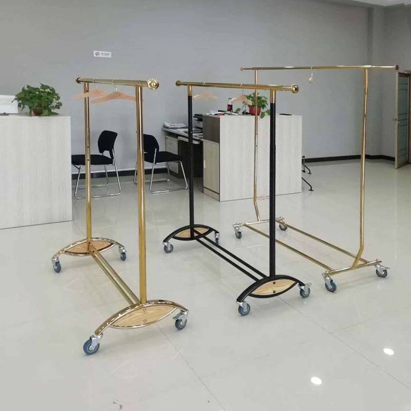 ft服装店衣架展示架伸缩折叠单杠龙门架单杠落地式架子中岛架带轮