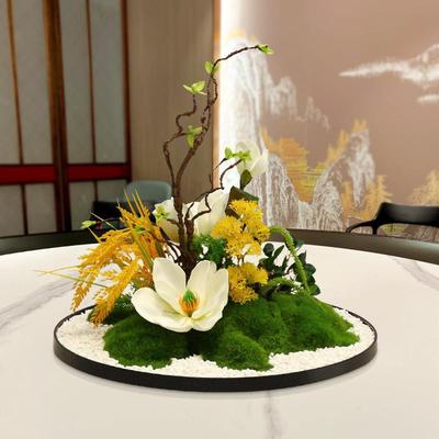 新中中酒店大圆式餐桌间摆花高装端餐xr-001厅电动转盘摆件饰品景