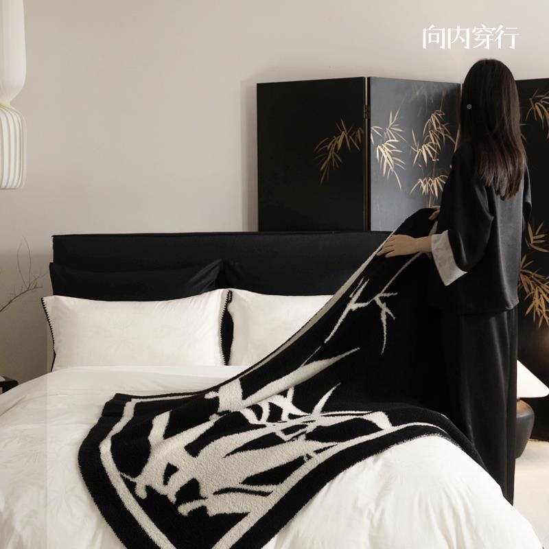 向盖内穿行A类半边绒风竹子F77MJM98毛办毯沙国发毯床上用公室午