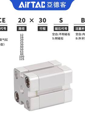 亚德客ACE薄型气缸ACE80/100/125X5X10X20X40X45X50X55X60X70X85S