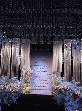 礼帘堂吊顶装品饰成婚庆流苏线舞台YRA背景装婚饰氛围感路引造景