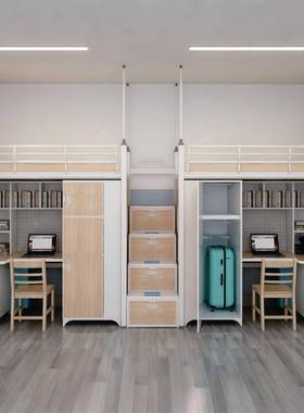 锈桌经济型连体寓床上床下桌防铁艺加固组合床带爬梯公学习007014