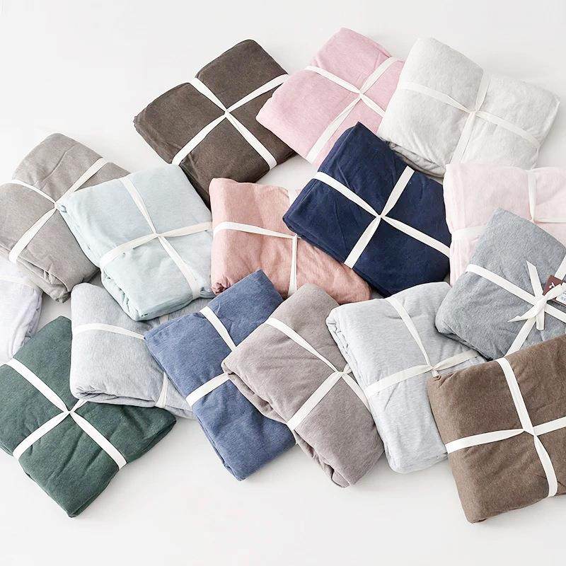 日式纯色针织竺棉床人笠床罩天床单床品纯棉1X0981011.51.8米双被