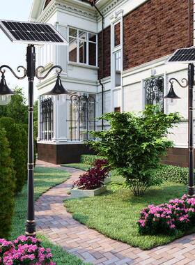 太阳灯户外防路水超亮草坪灯家用花园别墅高杆ed新农村能庭TTIl院