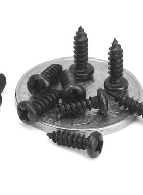 促黑色自攻螺丝圆头十字加硬尖牙木螺丝高强度小自攻螺丝M1M2M3M4