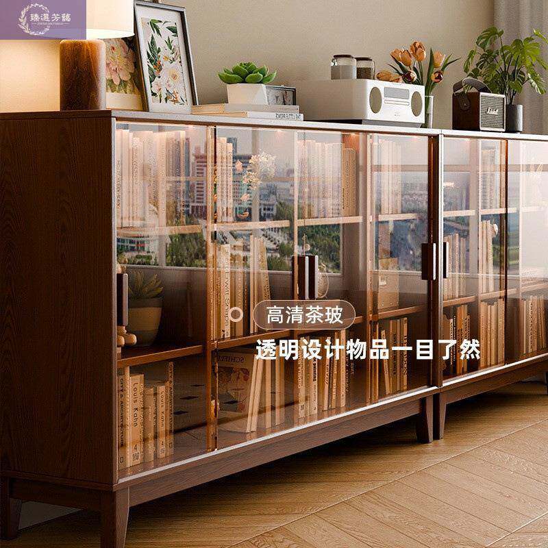 现代小户型多层柜收纳透书明落地由矮书柜实木书柜储物柜自EHI组