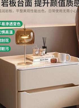 智能床头柜20OSB简25年新室款带约灯无线充现代家用实木卧床边收