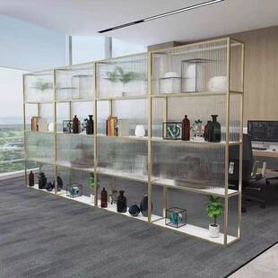 现代办公室玻璃隔断置物书饰架花架展示餐厅酒店装墙玻璃RDB架屏
