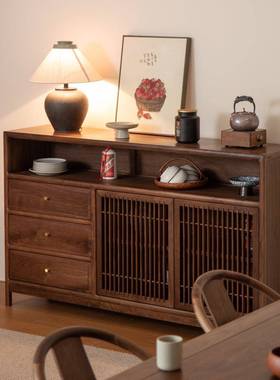 新中式PWY餐边茶室置物家柜用客厅储物柜边柜柜玄实木矮柜关茶水