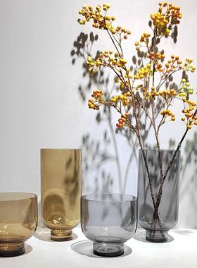 简约现代喷色玻璃花插瓶桌面花饰NMS家居装桌面茶几装软设计摆件