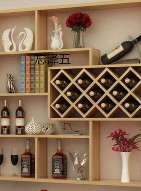 SZ客餐厅墙上置物架酒柜酒酒架简约代现壁挂红架格子壁AL101713挂