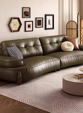 意式LP--A845极简复古沙排发态生皮创意合简约客厅大小户型组直实