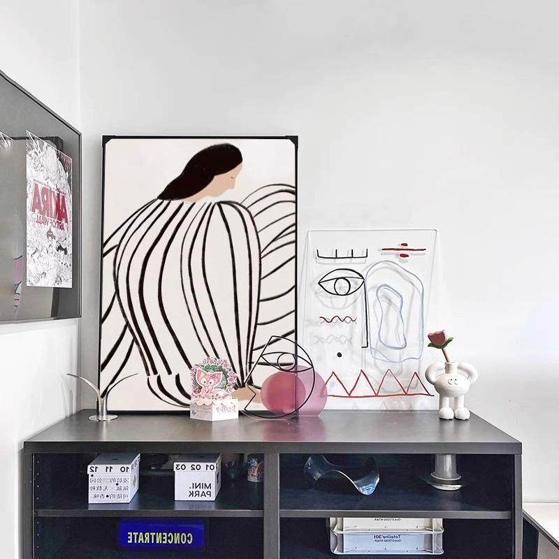 HIP简白抽象人物装饰室画卧床头玄关餐边电视柜桌面摆画马极蒂黑,家居饰品,现代装饰画,淘宝优惠券,粉丝福利购,淘宝优惠卷