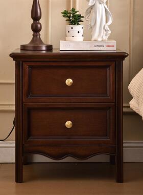 法室式中古风实木床头柜式复古床柜边简约美卧75340收纳储物柜客