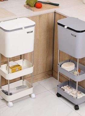 家用置滑轮带物架CTH干湿分离垃圾桶垃圾桶厨量带余容盖厨房日式