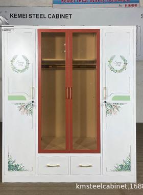 钢制衣柜印衣柜四花门印花柜卧KM-WD-07室门衣柜金属衣柜移防更潮