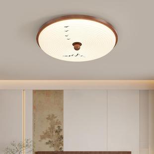 中眼古风卧室灯吸顶灯全光谱护桃胡497木圆形美式新中色式复古书