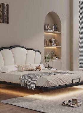 悬皮人艺床双床主卧床网红轻皮床现代简浮约奢婚床榻01-7榻米科技