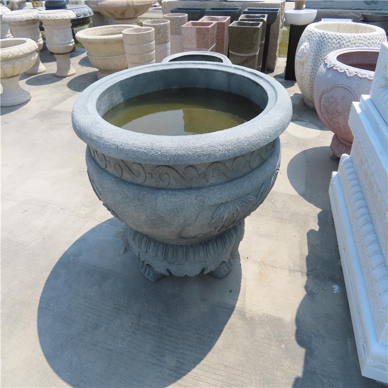 厂家雕刻摆荷件花盆仿椭圆小石雕鱼缸古花HUA-031盆区公园养鱼花