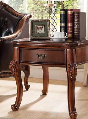 ?美式实木木边几式电话几客EVN厅发边桌小方桌小茶几复沙欧古实方