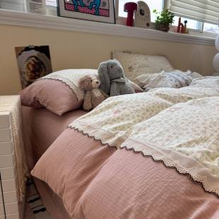 云感棉双花边款 四件套被纱套床单单人舍被罩smjn2509层床笠学生宿