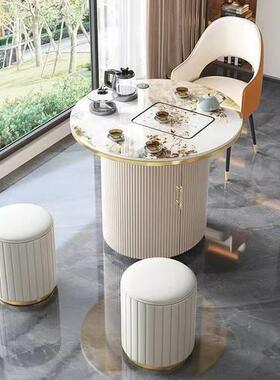 现代茶台台小茶阳桌合可移MUS动轻奢家简约茶几用小户型一组体岩