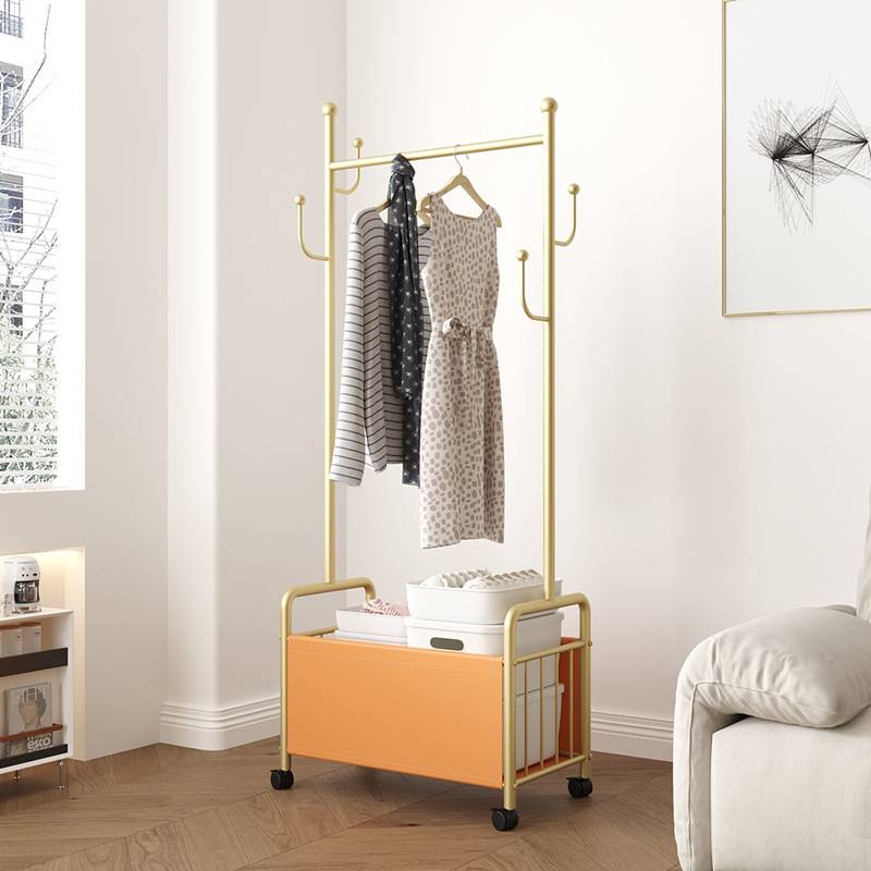 奶油风家用落地式衣帽架简约现代可移动轻奢挂衣架网红衣服收纳架