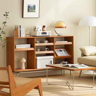 中古风靠墙纳格子边柜实木书约柜家用客厅wyy20250小型户简储物收