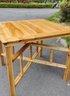 清漆八仙桌中式仿古摆摊携木带方便折叠拆实卸原木HUN正方餐形中