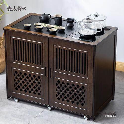 动茶水柜茶茶桌边柜泡实茶台烧水壶一体竹木柜办公室茶太具置DUD