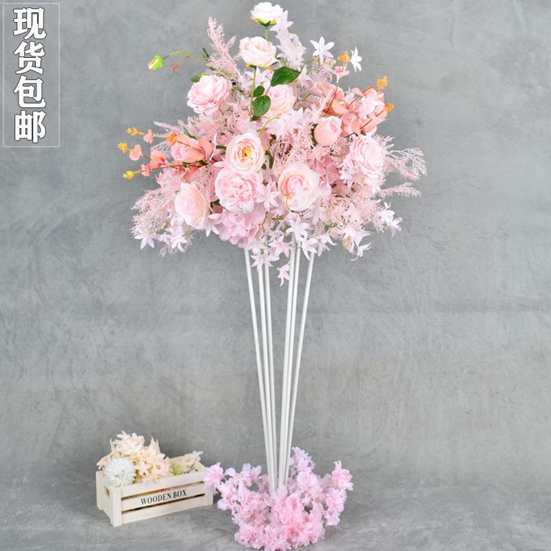 绢花婚EBP仿桌路庆引橱窗装饰道具花球婚餐礼桌花花台摆件用品