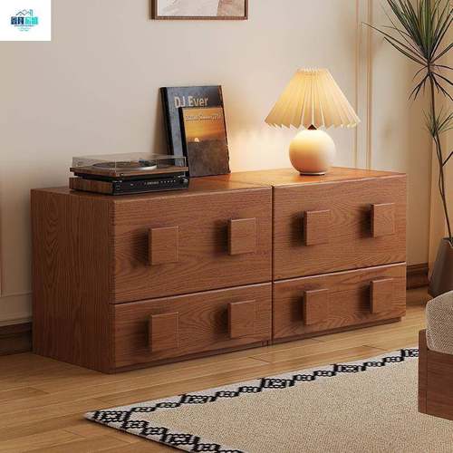 中古风复简古实木卡门家约QOQ柜组合餐柜卧室床头柜客厅用落地电