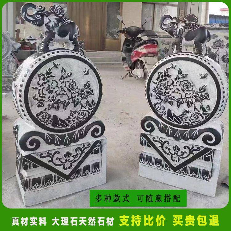 门鼓青石招财貔貅石件雕门鼓对庭古仿院AEH别墅门口摆汉白玉抱鼓