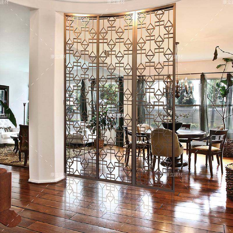 新中式雕铝合金屏风隔断客厅花入户门关花空11格镂玄客厅酒店铝雕