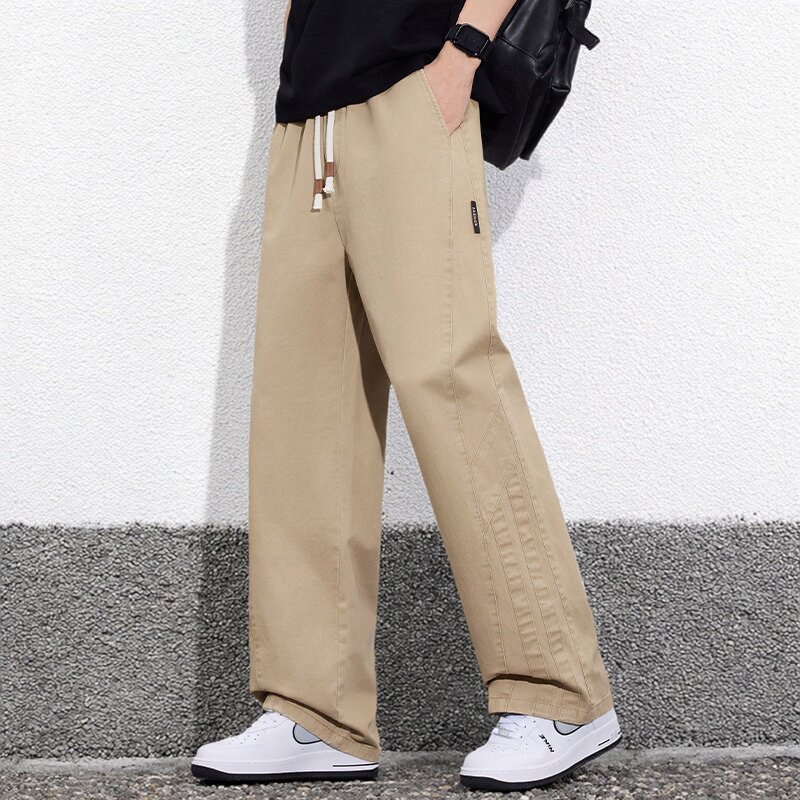 纯棉舒适工装裤男美式宽松直筒休闲长裤2026春季垂感裤