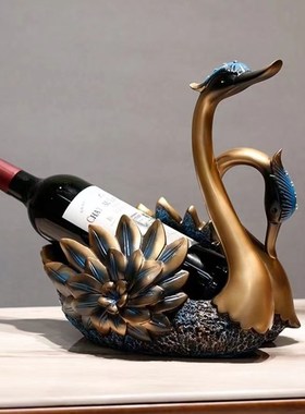 红酒架摆件天鹅客厅餐桌酒托高级感轻奢大气餐边柜酒柜装饰品