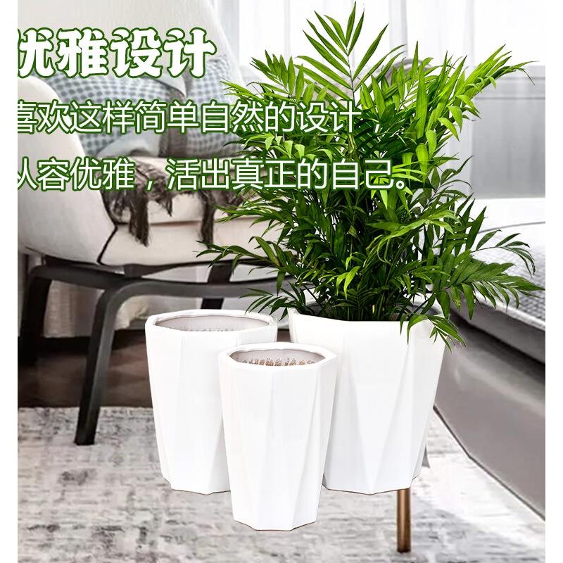 中大特大号简约欧式落地绿萝发财树金钱树家用落地陶瓷花盆花瓶
