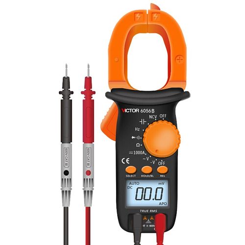 胜利VICTOR 6056B数字钳形表真有效值数显交直流电流表钳型万用表
