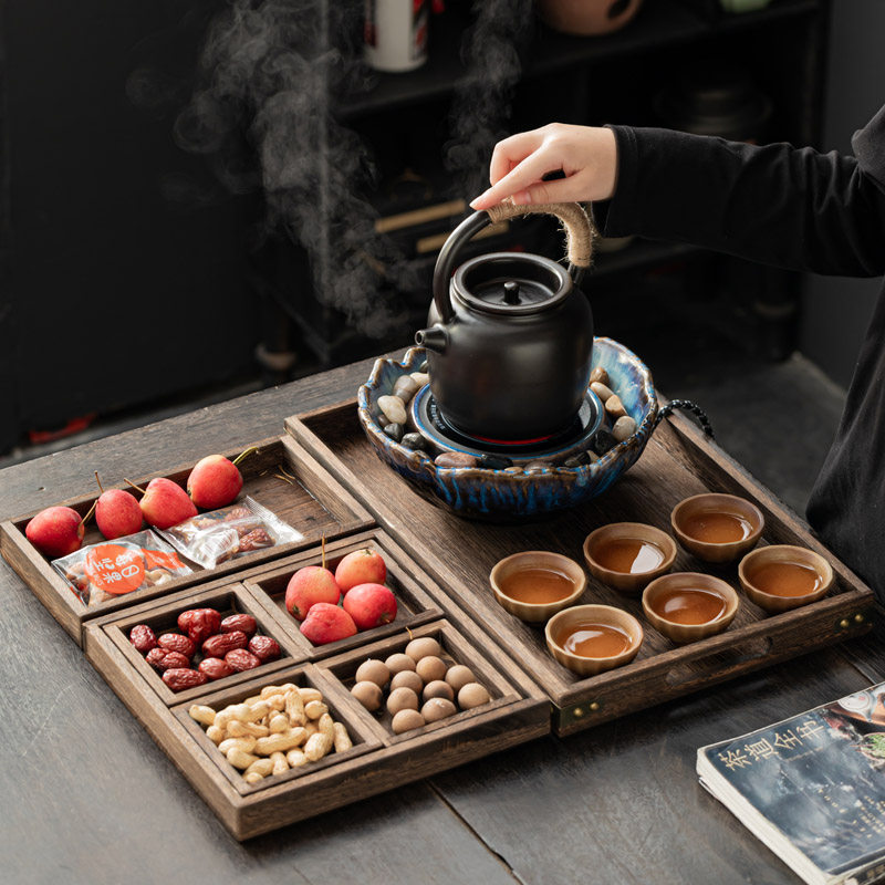 围炉煮茶电陶炉全套家用室内煮茶器具煮茶炉泡茶烧水壶烤茶炉套装