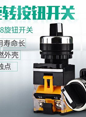 LA38-11X/2 LA38-20X/3二档 三档旋钮黑色按钮开关  直径22mm 10A