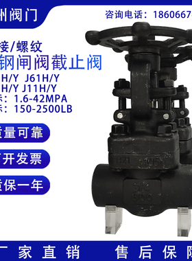 锻钢内螺纹/焊接截止阀/闸阀J61H Z61H Z/J11H-16C-100C美标800LB