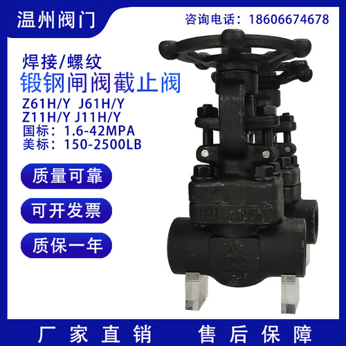 锻钢内螺纹/焊接截止阀/闸阀J61H Z61H Z/J11H-16C-100C美标800LB