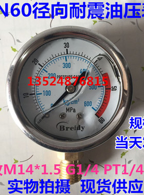 耐震压力表YN60油压表液压表YN-60 0-0.6/1.6/2.5/10/16/25/40MPA