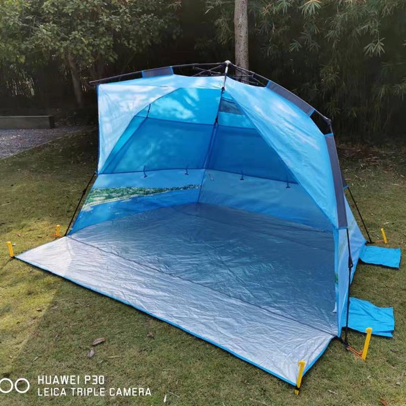 外贸出口沙滩遮阳帐篷户外钓鱼野营旅游帐篷自动式沙滩蓬印刷