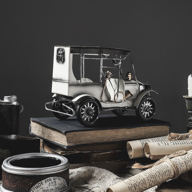 厂家一手复古彩色铁皮老爷车创意欧式汽车模型装饰品摆件金属工艺