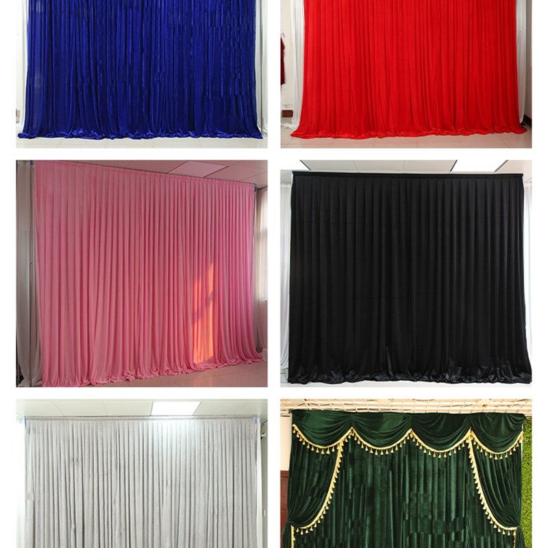 婚庆背景纱幔直播布幔婚礼金丝绒背景布黑色绒布婚庆舞台幕布批